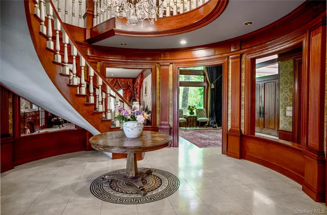 a living room with a large window