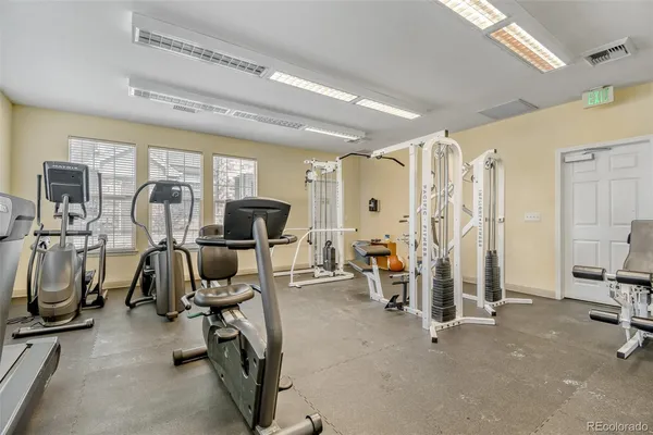 a view of a room with gym equipment