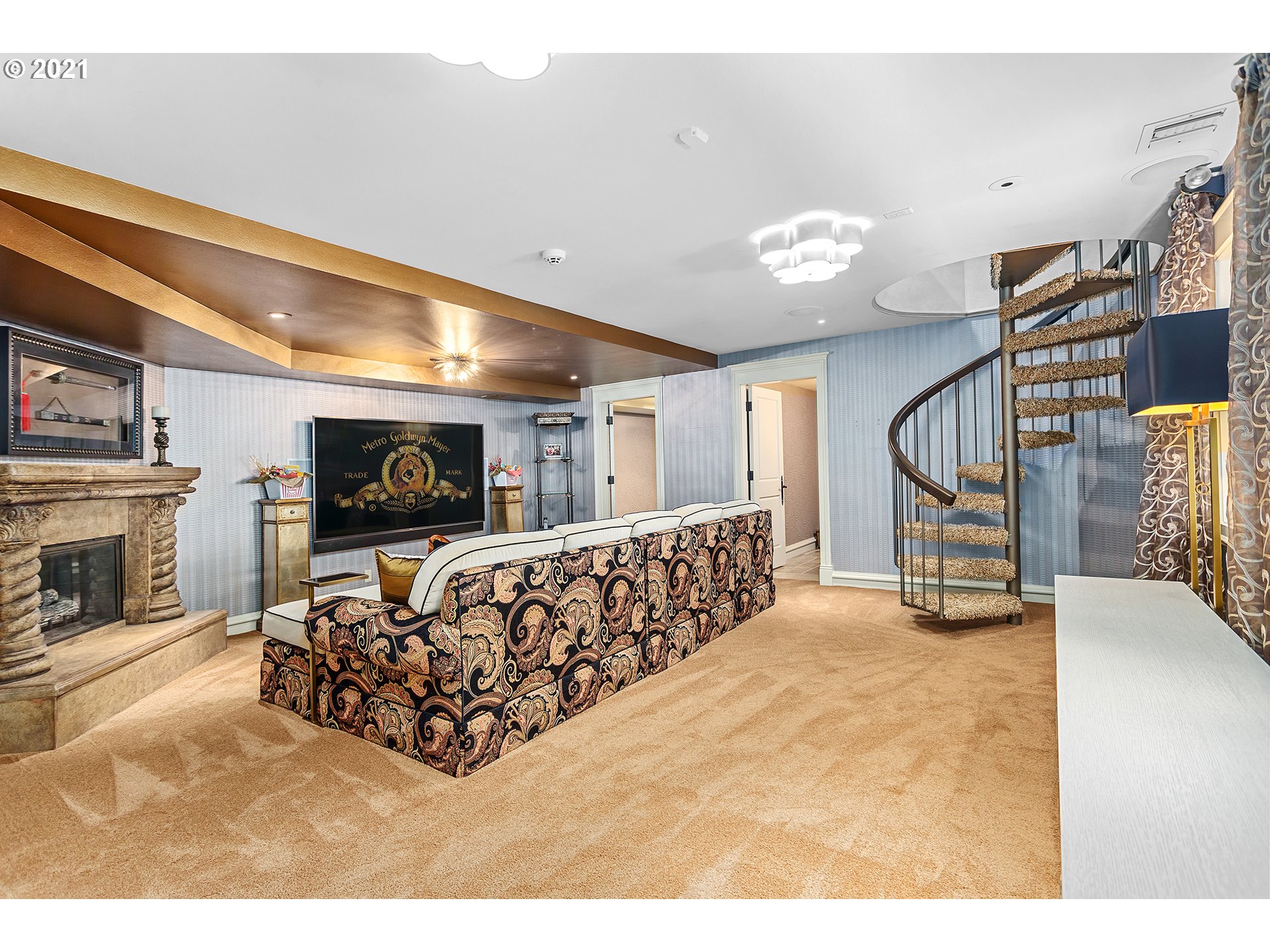 1226 Northshore Road Lake Oswego, OR 97034 - Photo 13 of 32 a living room with furniture a flat screen tv and a fireplace