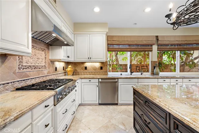 a kitchen with lots of counter top space