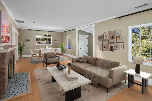 a living room with furniture and a couch