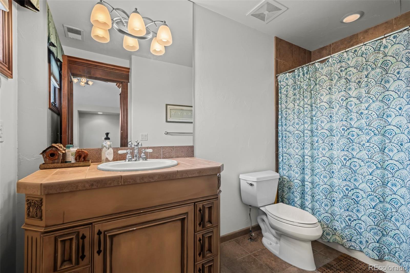 1012 Michener Way Highlands Ranch, CO 80126 - Photo 25 of 50 a bathroom with a toilet a sink and a mirror