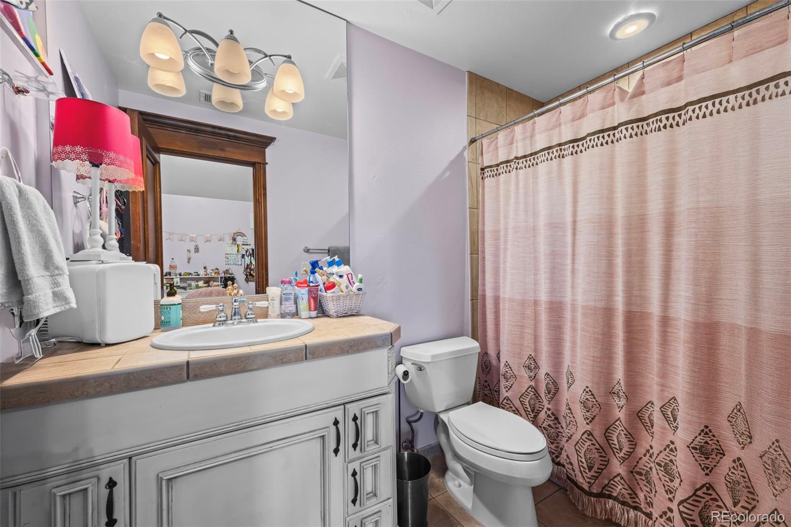 1012 Michener Way Highlands Ranch, CO 80126 - Photo 32 of 50 a bathroom with a sink a toilet and a mirror