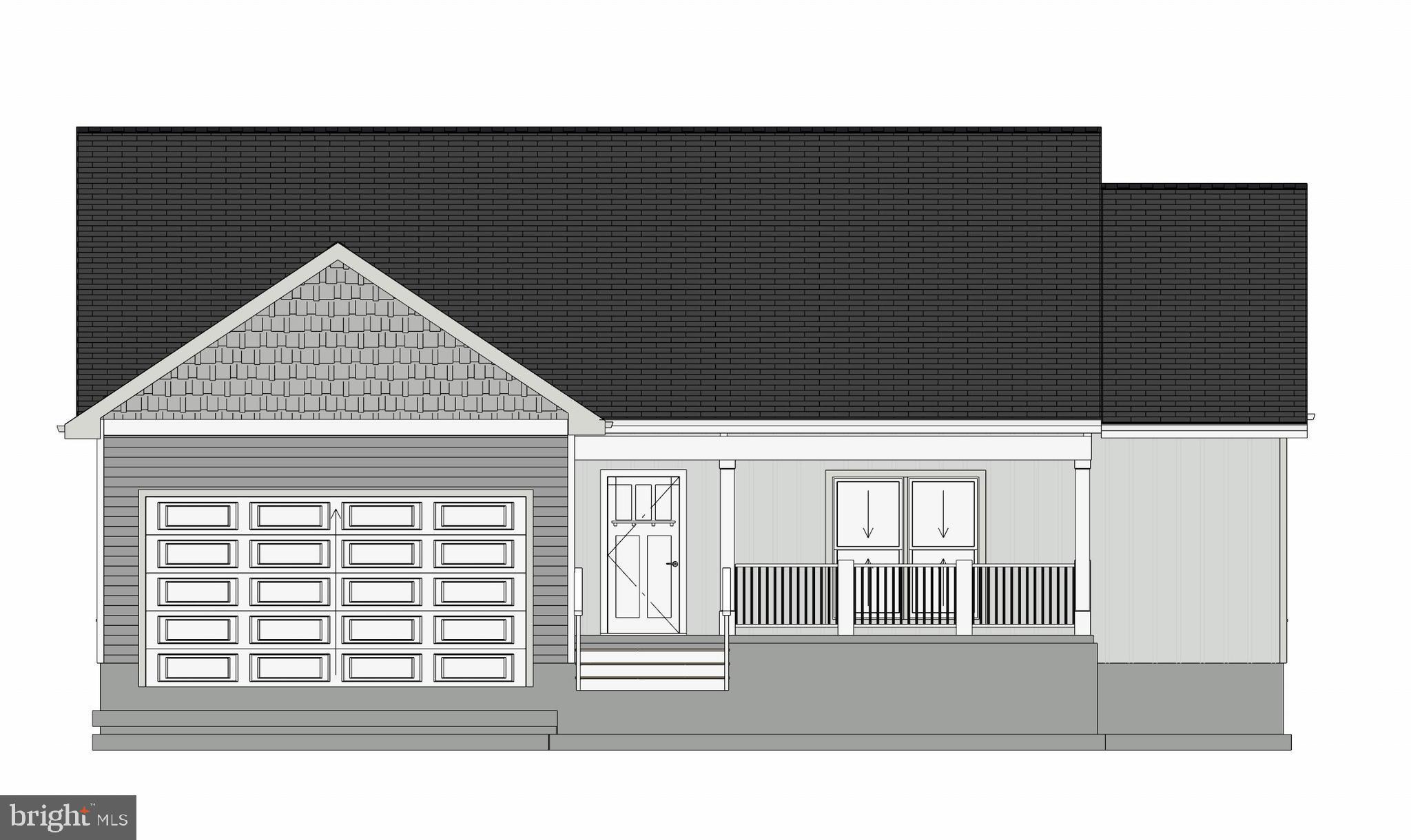 Front Elevation w Two Car Garage and Porch