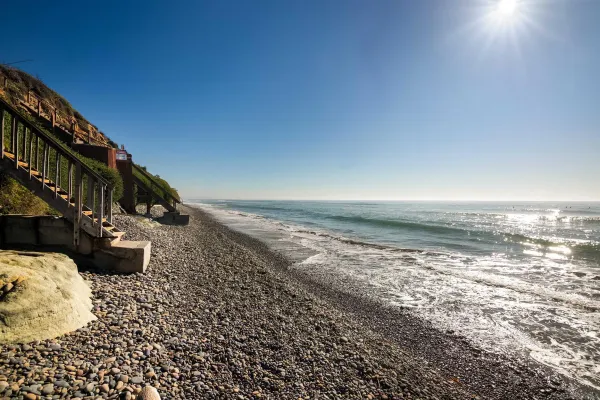 a view of a terrace with sky view