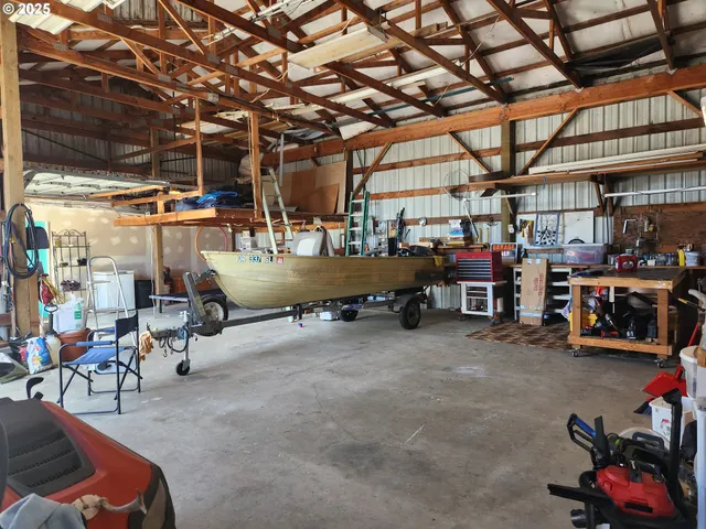 a view of parking and utility room
