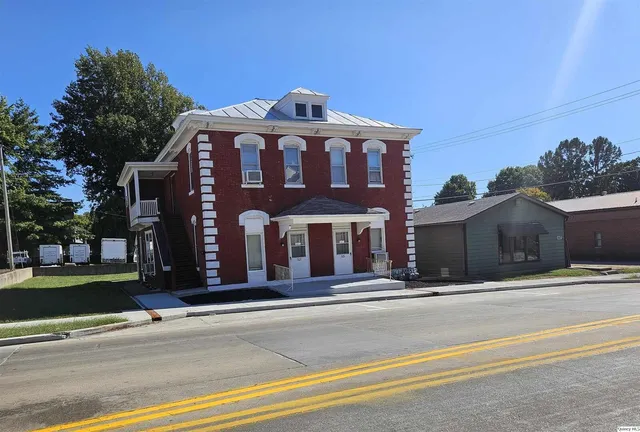 a front view of a building