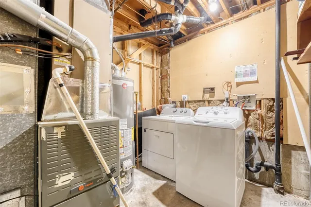 a utility room with a washer and dryer