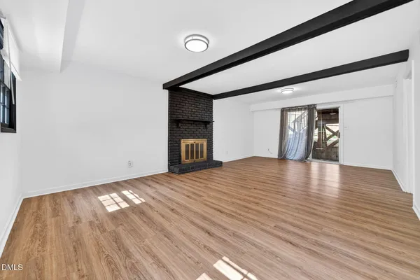 an empty room with a workbench