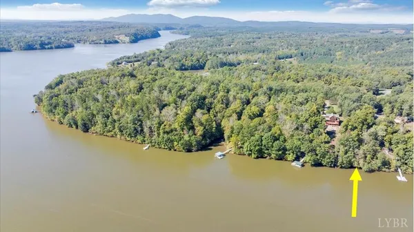 a view of a lake with a mountain in the background