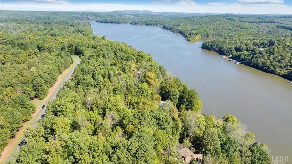 a view of a garden with a lake
