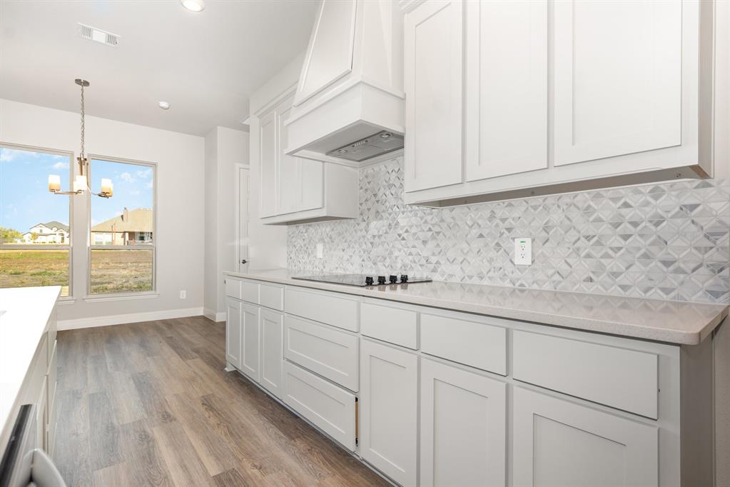 1509 Lynx Loop Forney, TX 75126 - Photo 11 of 30 a kitchen with granite countertop white cabinets and a wooden floor
