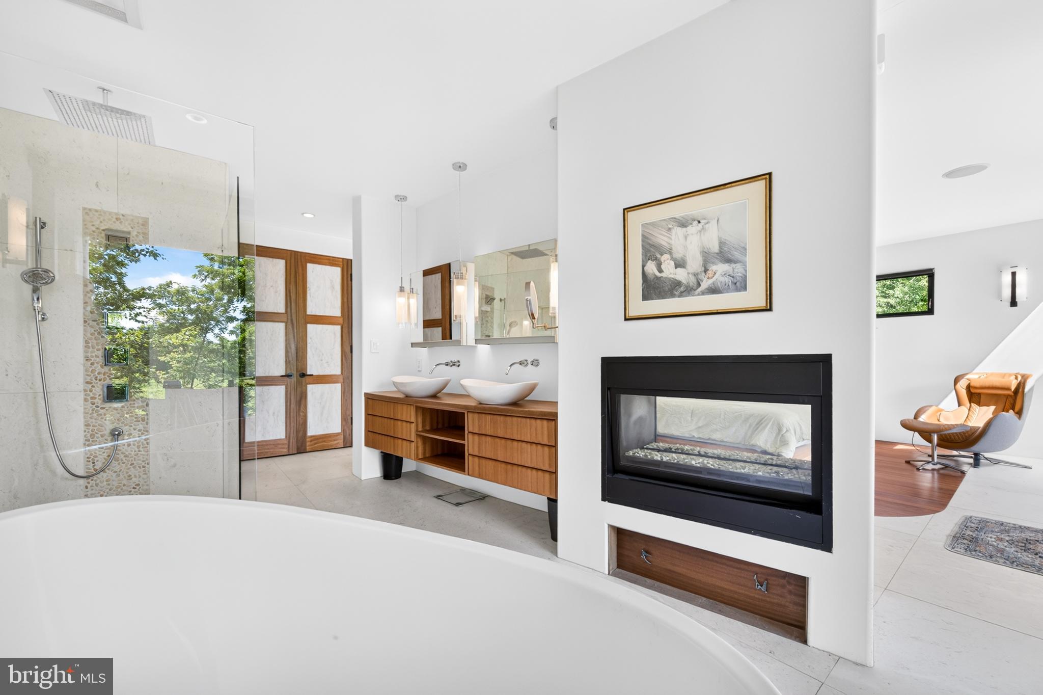 1574 Camp Linden Road West Chester, PA 19382 - Photo 47 of 61 Primary bathroom with double sided fireplace