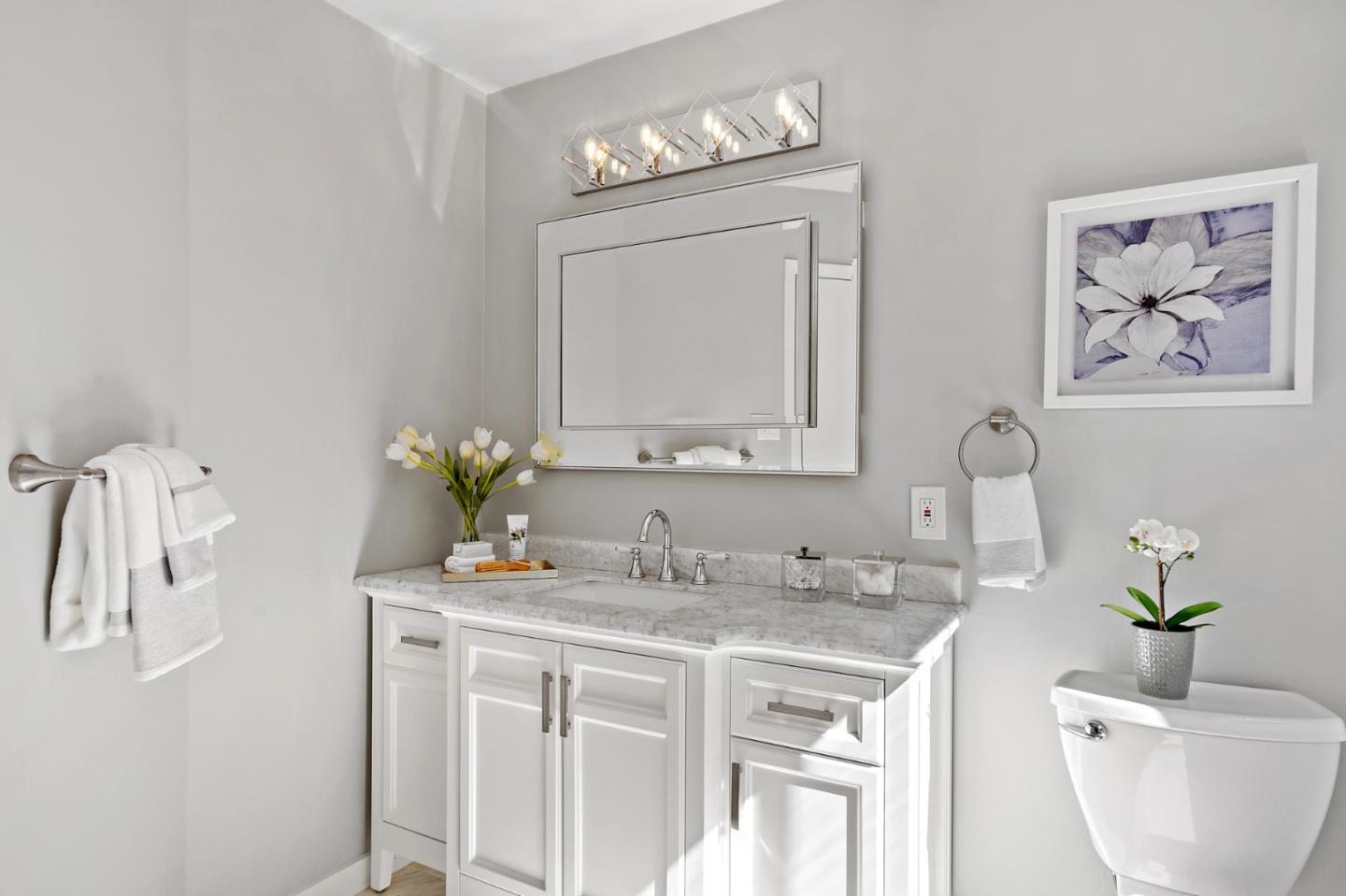 2218 Hale Drive Burlingame, CA 94010 - Photo 27 of 45 a bathroom with a sink vanity granite and a mirror