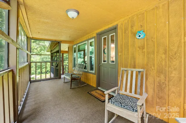 a living room with a large window