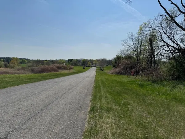 a view of a road with a yard