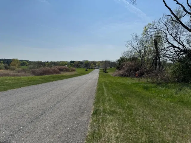 a view of a road with a yard