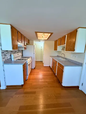 a large kitchen with stainless steel appliances granite countertop a stove a sink and a refrigerator