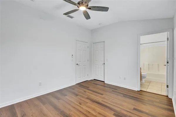 a view of small space with wooden floor