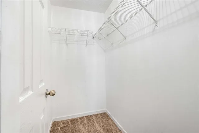 a view of a room with racks on the wall