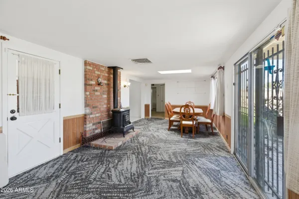 a large living room with furniture