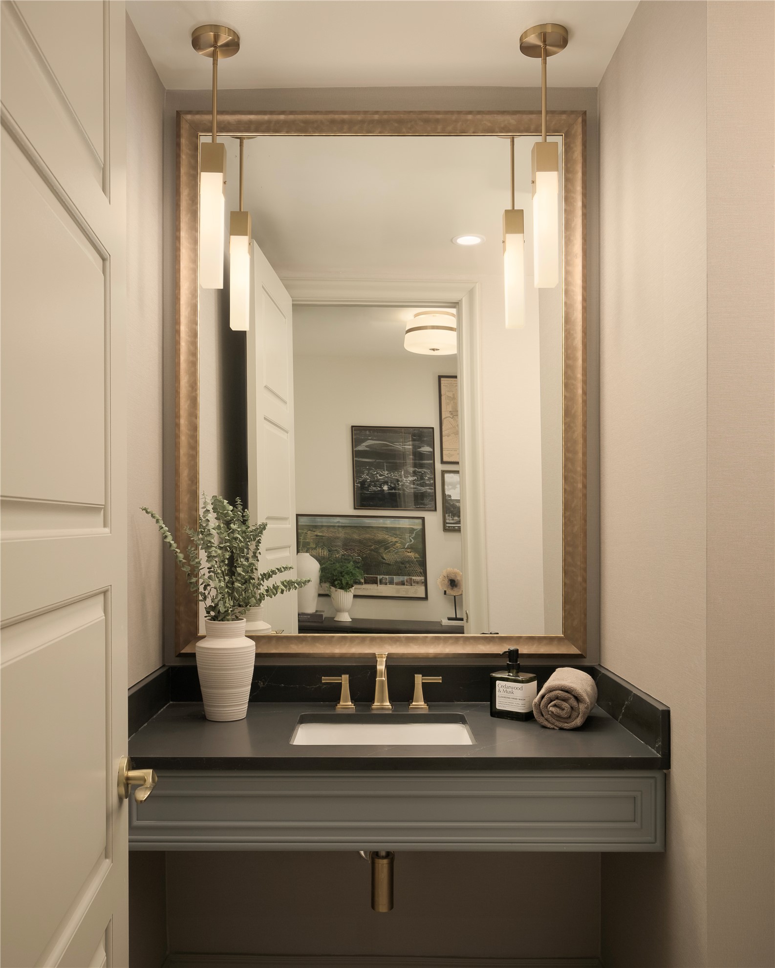 1717 Bissonnet Street, Unit 608 Houston, TX 77005 - Photo 9 of 35 a bathroom with a granite countertop sink and a mirror