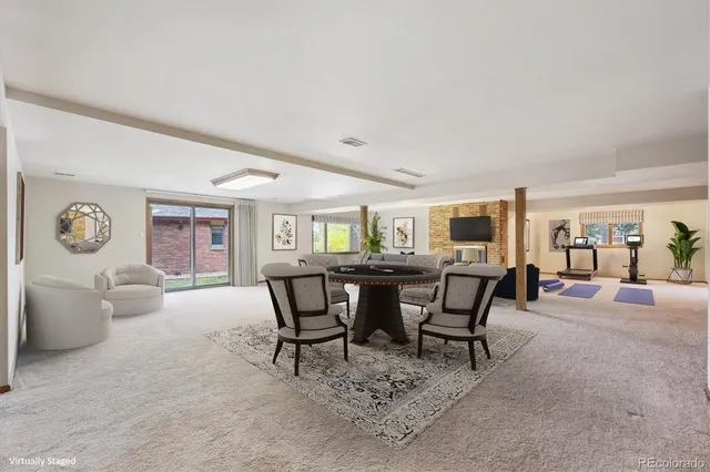 a big room with windows and closet