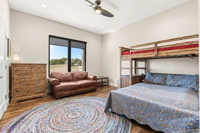 a room with workspace and windows