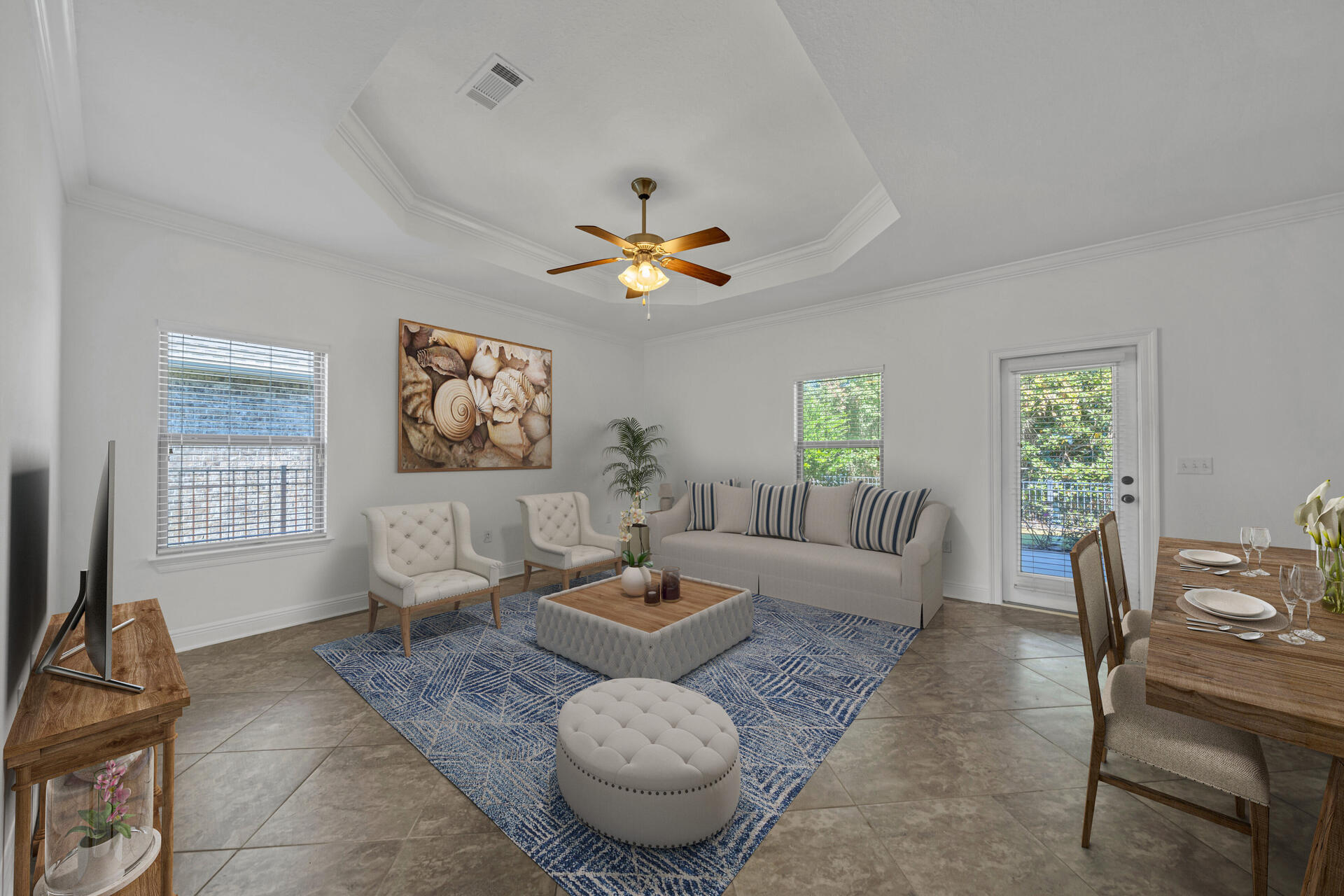 137 Lullaby Loop Santa Rosa Beach, FL 32459 - Photo 4 of 33 a living room with furniture a chandelier and a window