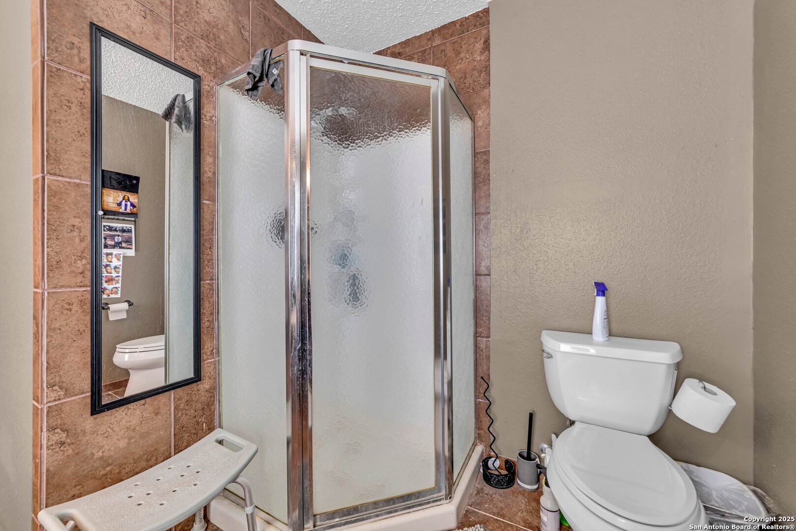 8746 Serene Ridge Drive San Antonio, TX 78239 - Photo 15 of 18 a bathroom with a toilet sink shower and mirror