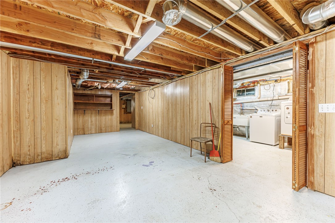 53 Guildhall Road Rochester, NY 14623 - Photo 25 of 35 12 course basement waiting for your personal touches to add living space. There is an egress window so it could be used as sleeping space when completed.