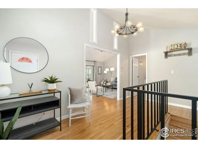 a view of a dining room with furniture wooden floor