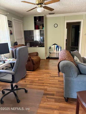 a living room with furniture