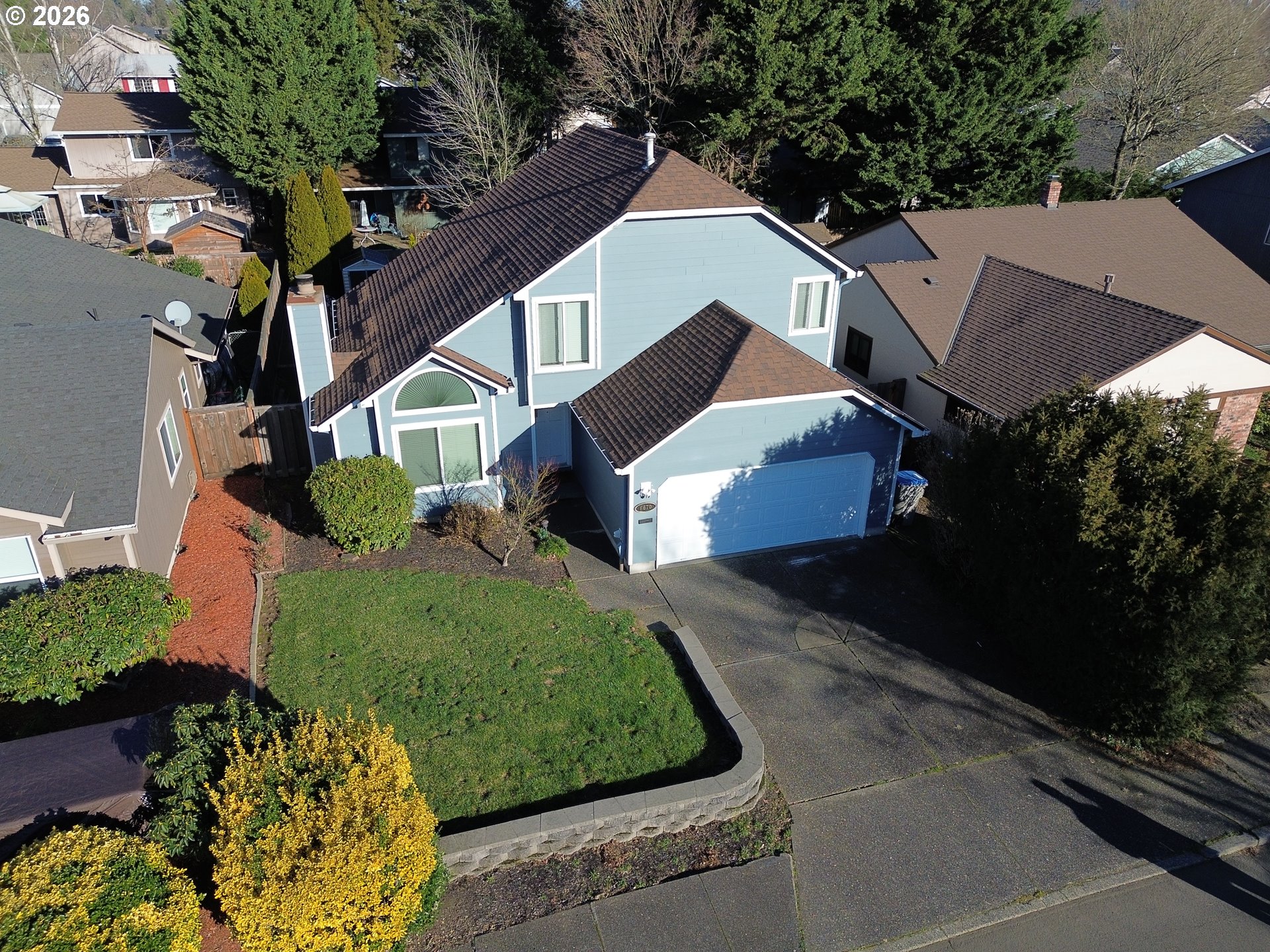an aerial view of a house