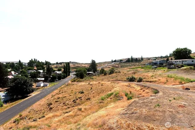 a view of a lake with beach
