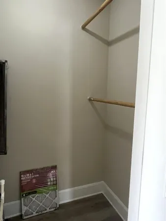 a view of small space with racks on the wall