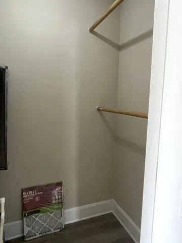 a view of small space with racks on the wall