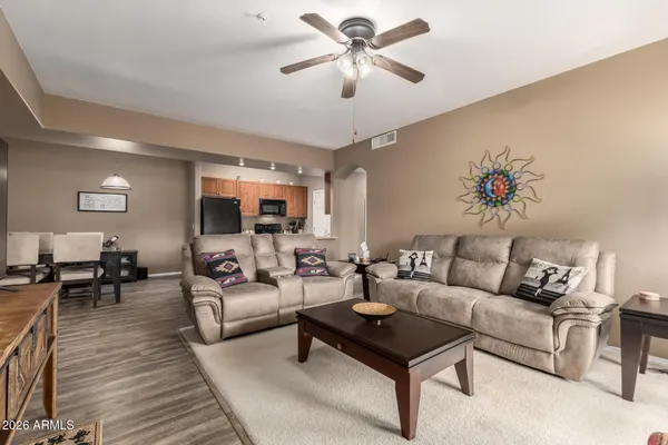 a living room with furniture