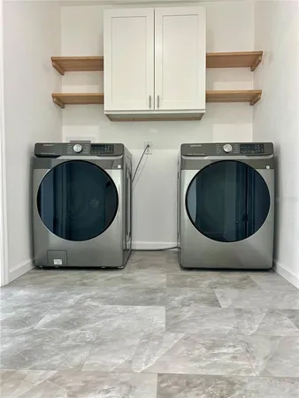 a view of a washer and dryer in a kitchen