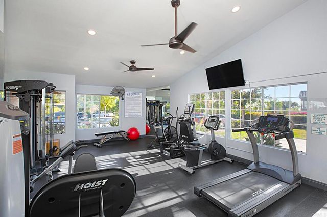 a view of a room with gym equipment