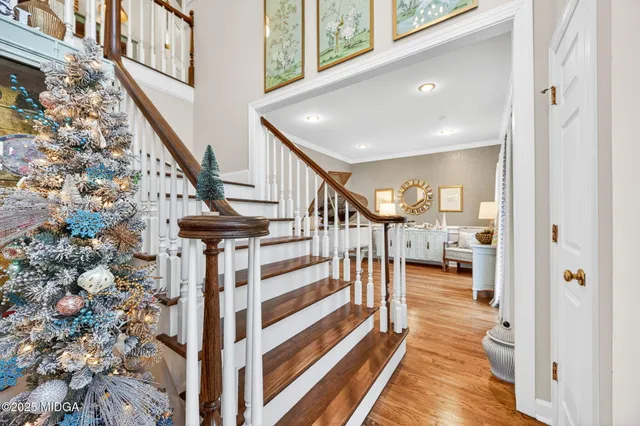 a view of a hallway to a window