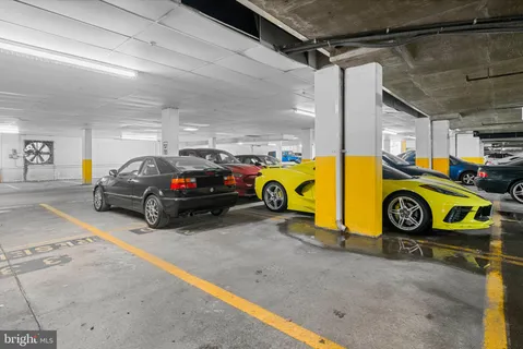 a view of a car in garage