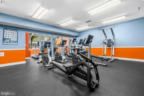 a view of a room with gym equipment
