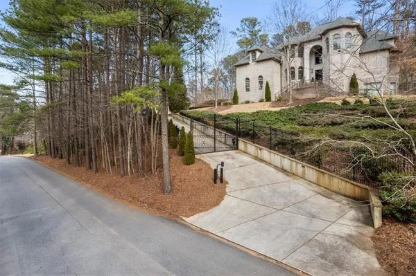 a view of a building with trees