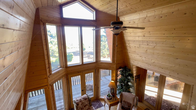 2498 West Silverado Ridge Alton, UT 84710 - Photo 19 of 51 Detailed view of french doors, wood walls, and wood ceiling
