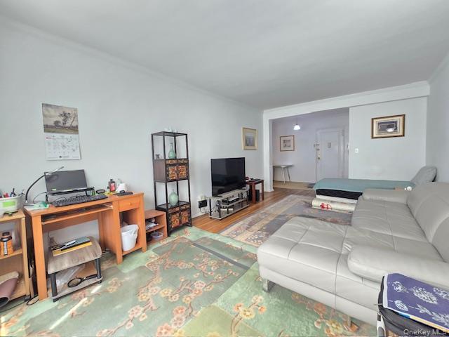46 Grace Avenue, Unit 2J Great Neck, NY 11021 - Photo 8 of 20 a bedroom with furniture and a flat screen tv