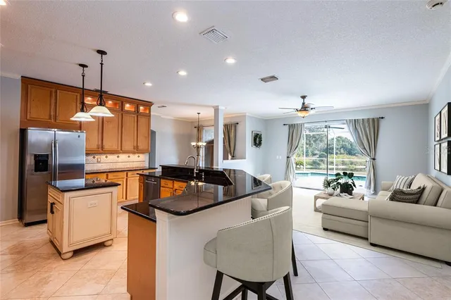 a kitchen with granite countertop lots of counter top space