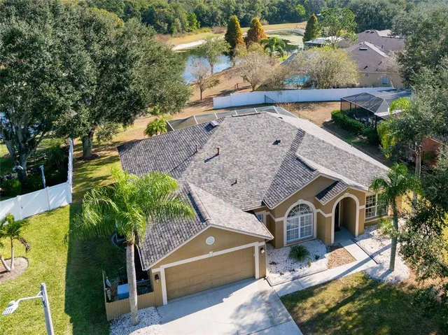 an aerial view of a house