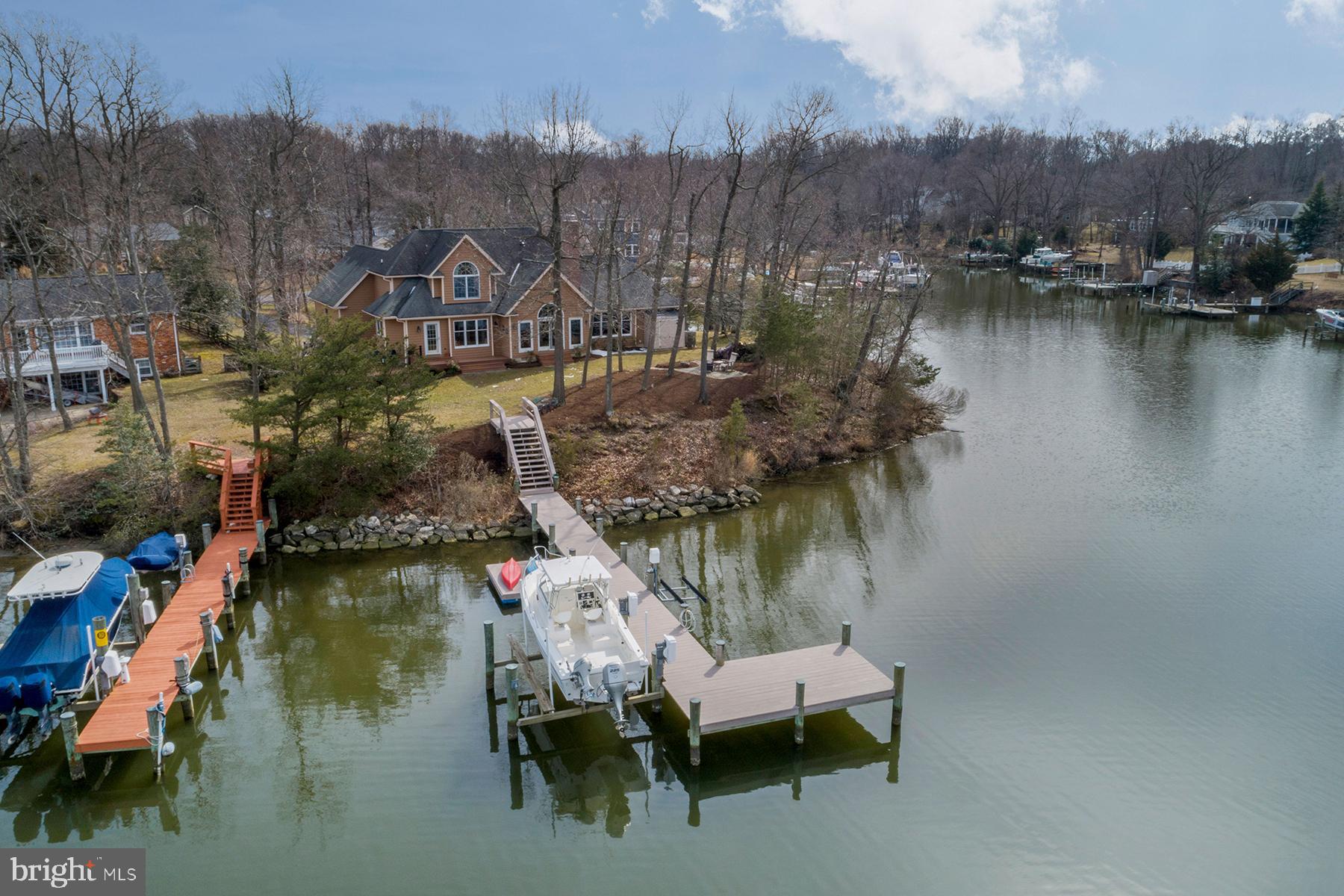 3922 Cove Road Edgewater, MD 21037 - Photo 43 of 47 Aerial view of private pier on protected water