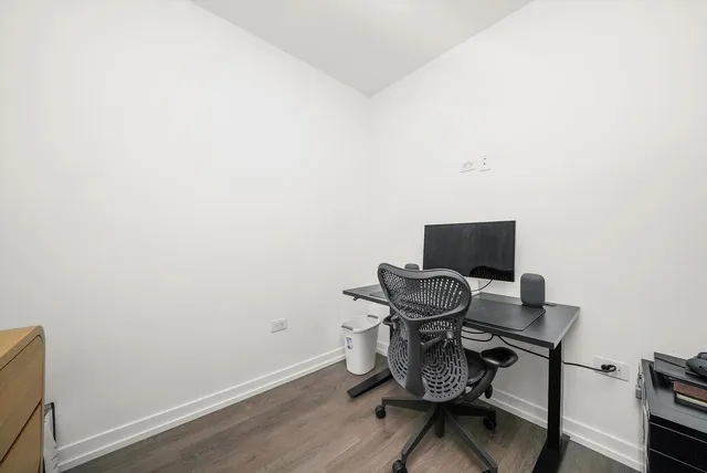 a work place with a desk and chair